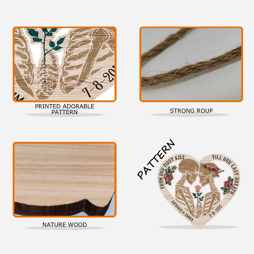 From Our First Kiss - Personalized Couple Skull Wood Sign