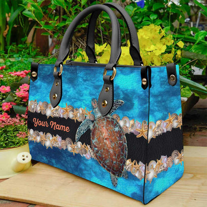 Salty Lil' Beach - Personalized Turtle Leather Handbag