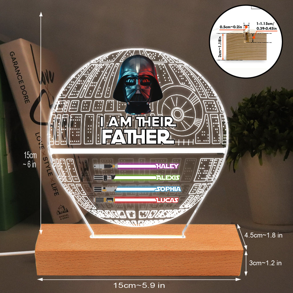 I Am Their Father - Personalized The Force Shaped Plaque Light Base