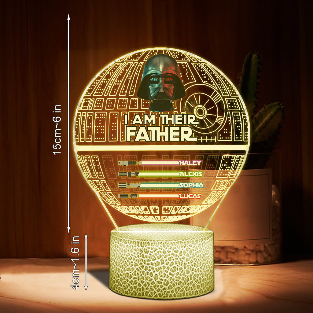 I Am Their Father - Personalized The Force Shaped Plaque Light Base