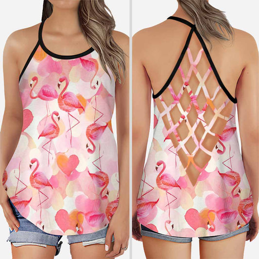 Love Flamingos Cross Tank Top