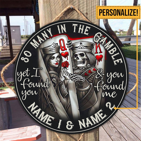 So Many In The Gamble - Poker Personalized Round Wood Sign