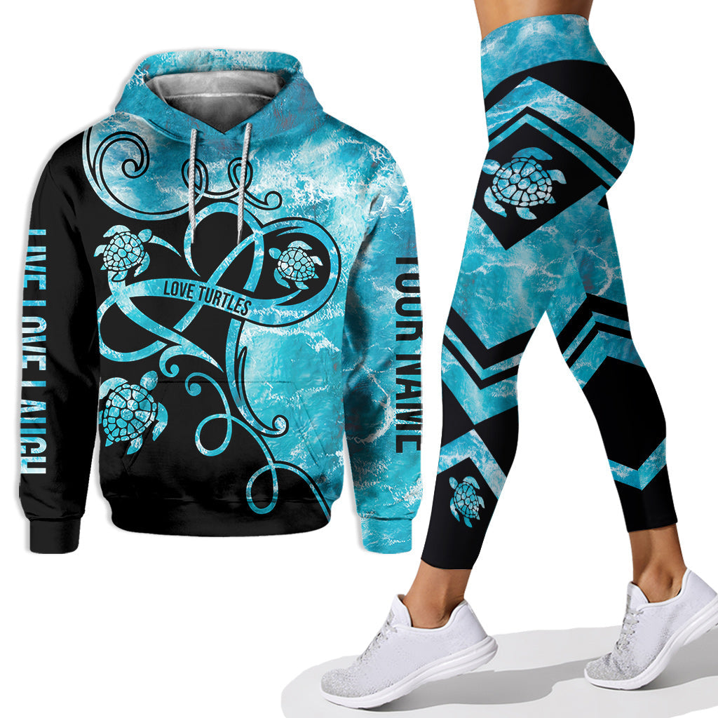 Live Love Laugh Sea Turtle - Personalized Turtle Hoodie And Leggings