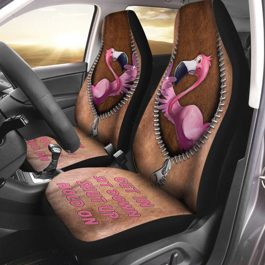 Get In Sit Down Shut Up Hold On - Flamingo Seat Covers