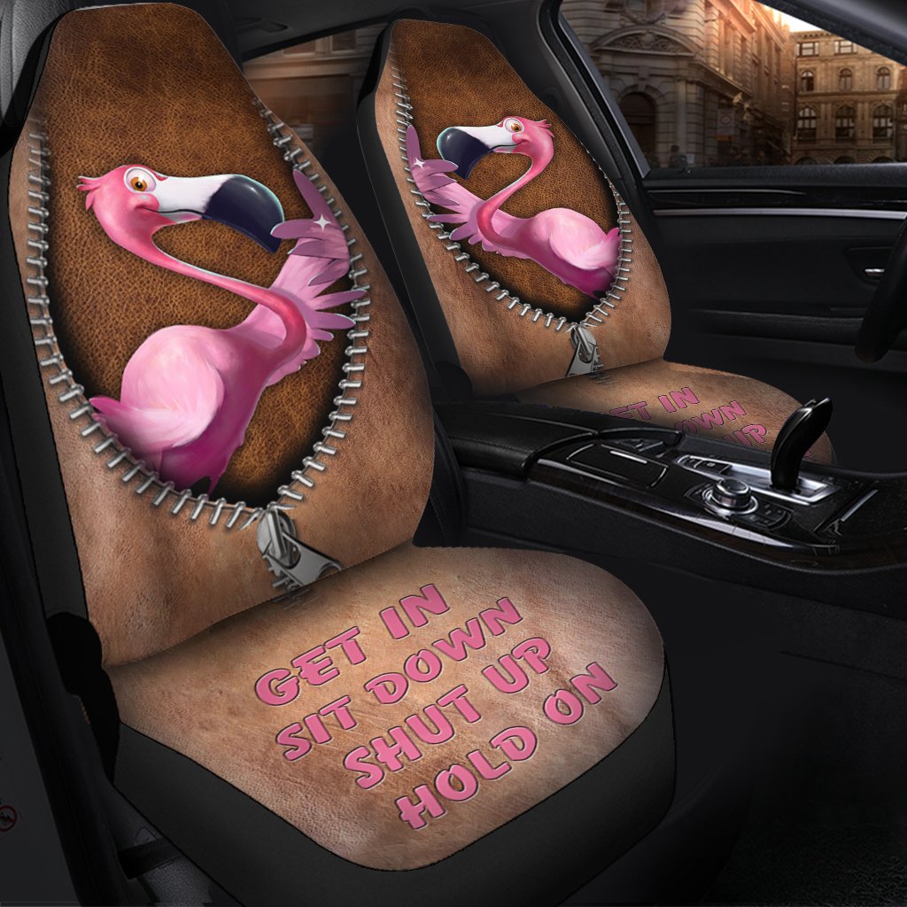 Get In Sit Down Shut Up Hold On - Flamingo Seat Covers