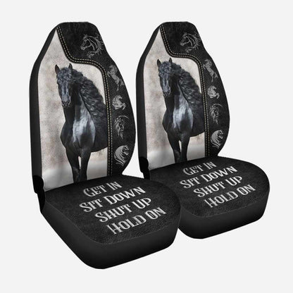 Get In Sit Down Shut Up Hold On - Horse Seat Covers With Leather Pattern Print