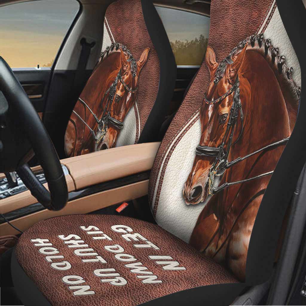 Love Horses - Seat Covers With Leather Pattern Print