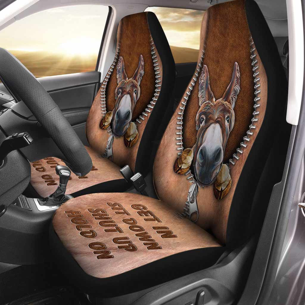 Love Donkeys - Seat Covers With Leather Pattern Print