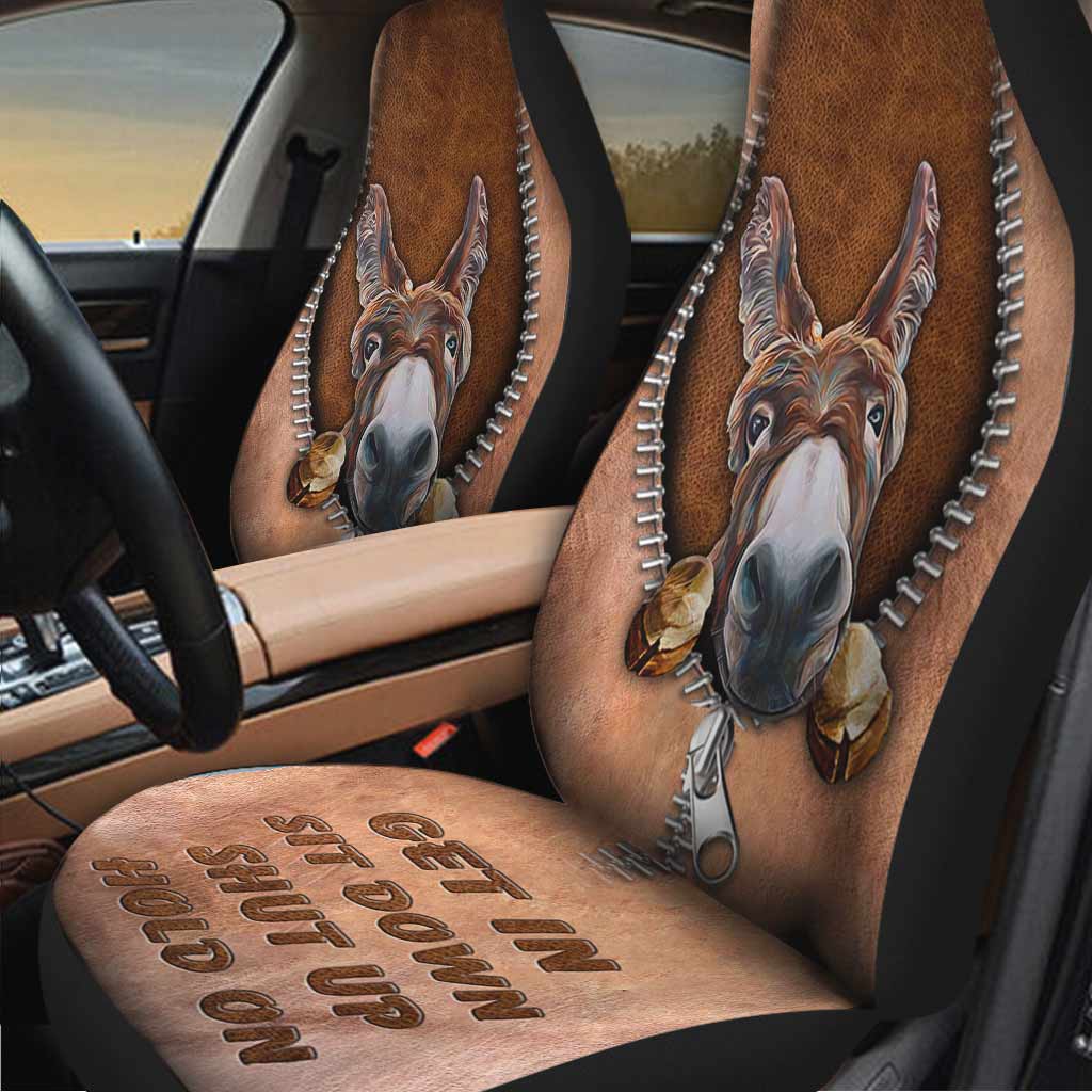 Love Donkeys - Seat Covers With Leather Pattern Print