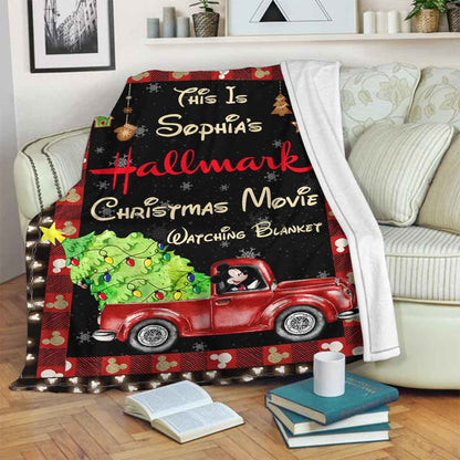 Christmas Movies Watching Blanket Mouse Ears - Personalized Christmas Blanket