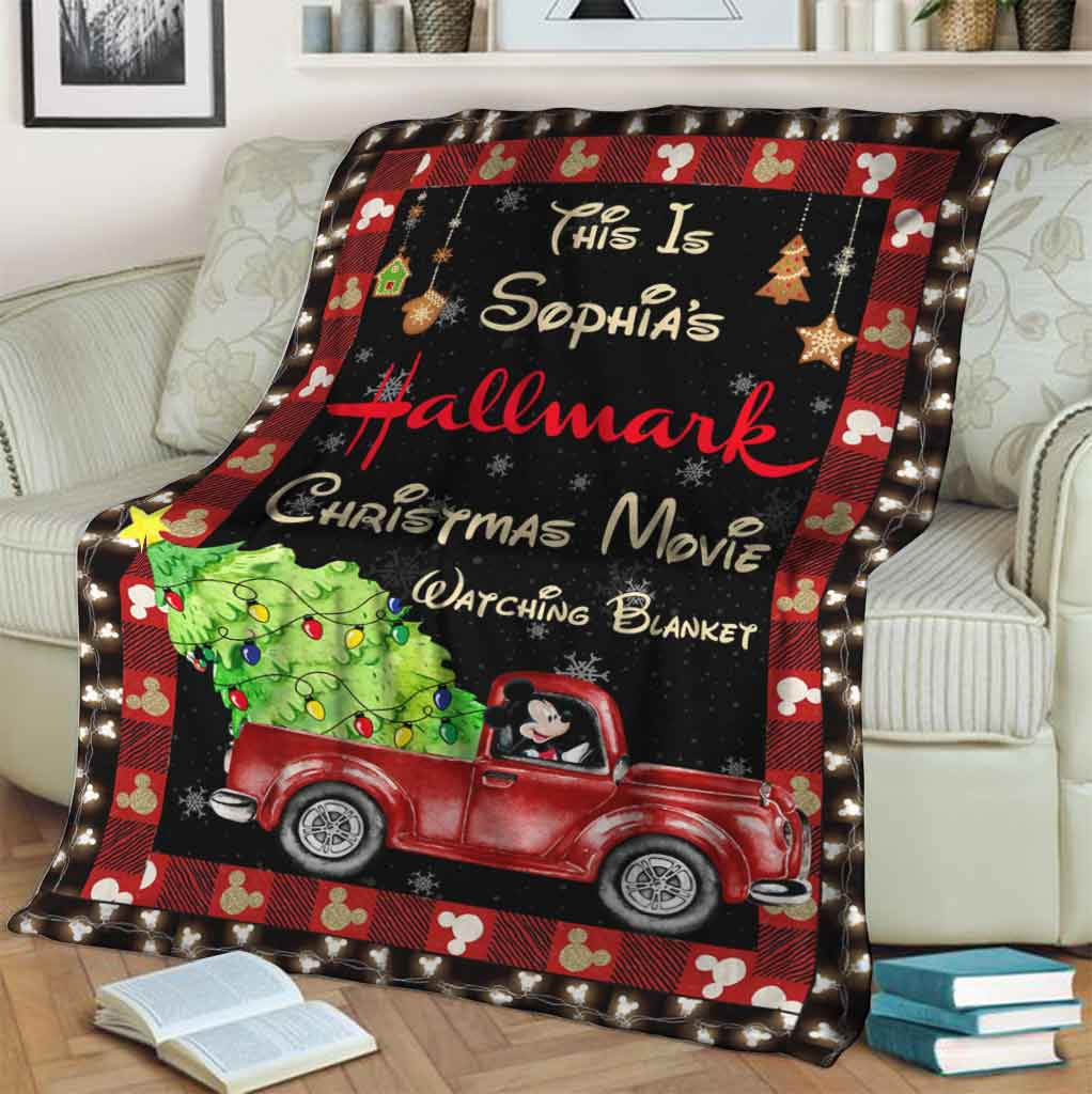 Christmas Movies Watching Blanket Mouse Ears - Personalized Christmas Blanket