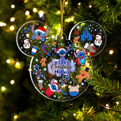 Ohana Merry Christmas - Personalized Transparent Ornament