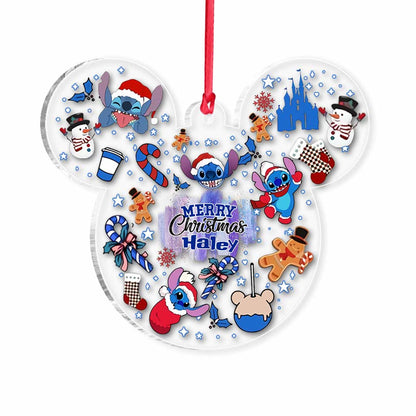 Ohana Merry Christmas - Personalized Transparent Ornament