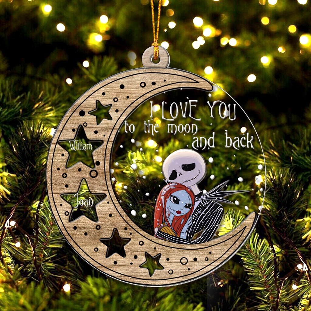 I Love You To The Moon And Back - Personalized Christmas Nightmare Layers Mix Ornament