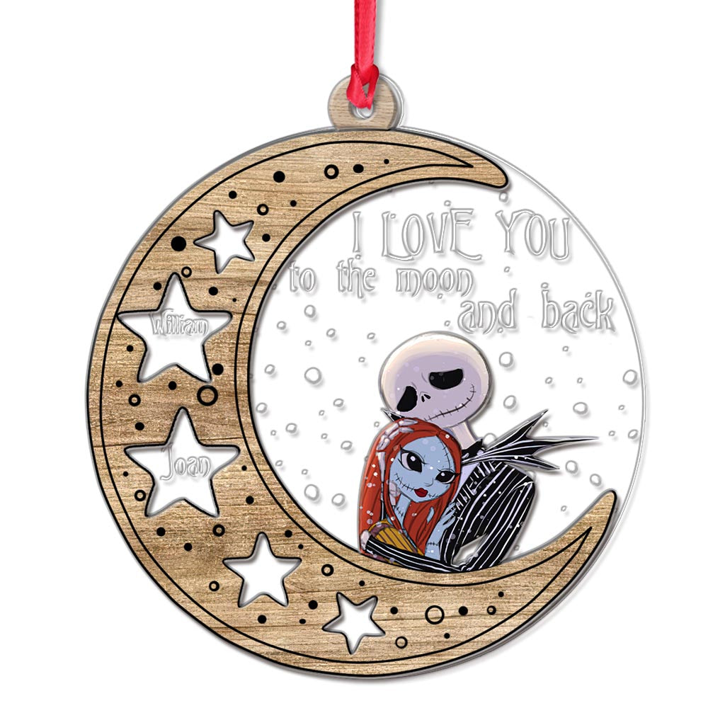 I Love You To The Moon And Back - Personalized Christmas Nightmare Layers Mix Ornament