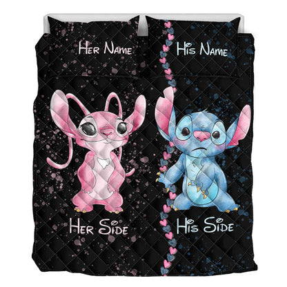 His Side Her Side Ohana - Personalized Couple Quilt Set