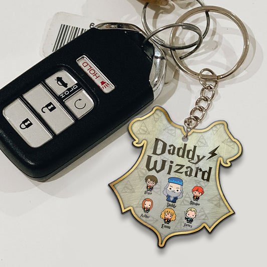 Daddy Wizard - Personalized The Magic World Keychain (Printed On Both Sides)