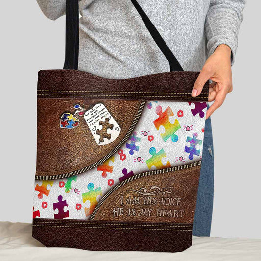 I'm His Voice He Is My Heart  - Autism Awareness  Tote Bag 062021