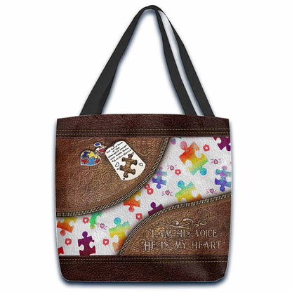 I'm His Voice He Is My Heart  - Autism Awareness  Tote Bag 062021