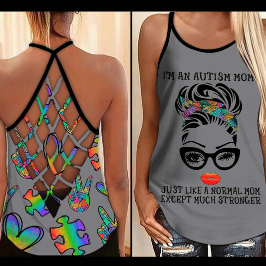 Mom - Autism Awareness Cross Tank Top