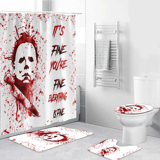 Boogeyman - Personalized Halloween Bathroom Curtain & Mats Set