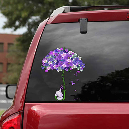 I'll Remember For You Forget Me Not Flower Elephant - Alzheimer Awareness Decal Full