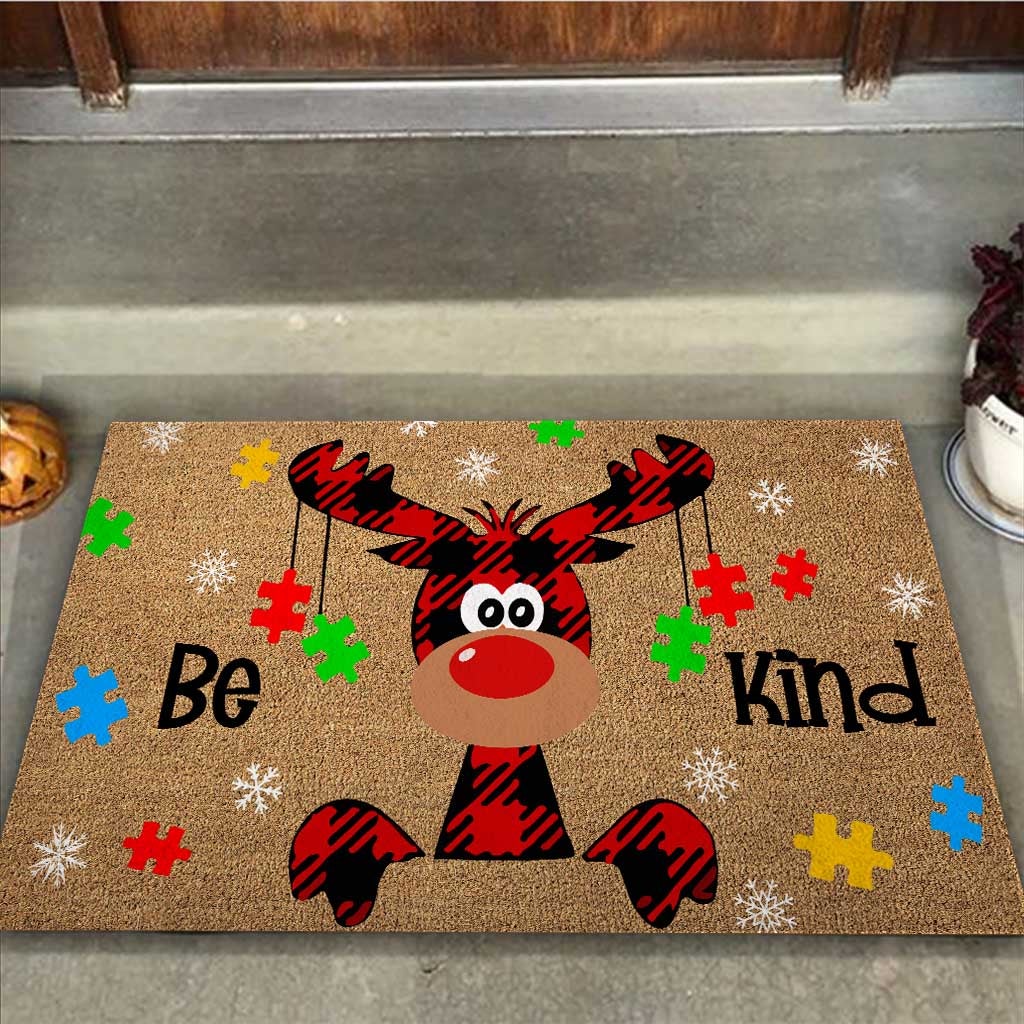 Be Kind - Autism Awareness Coir Pattern Print Doormat