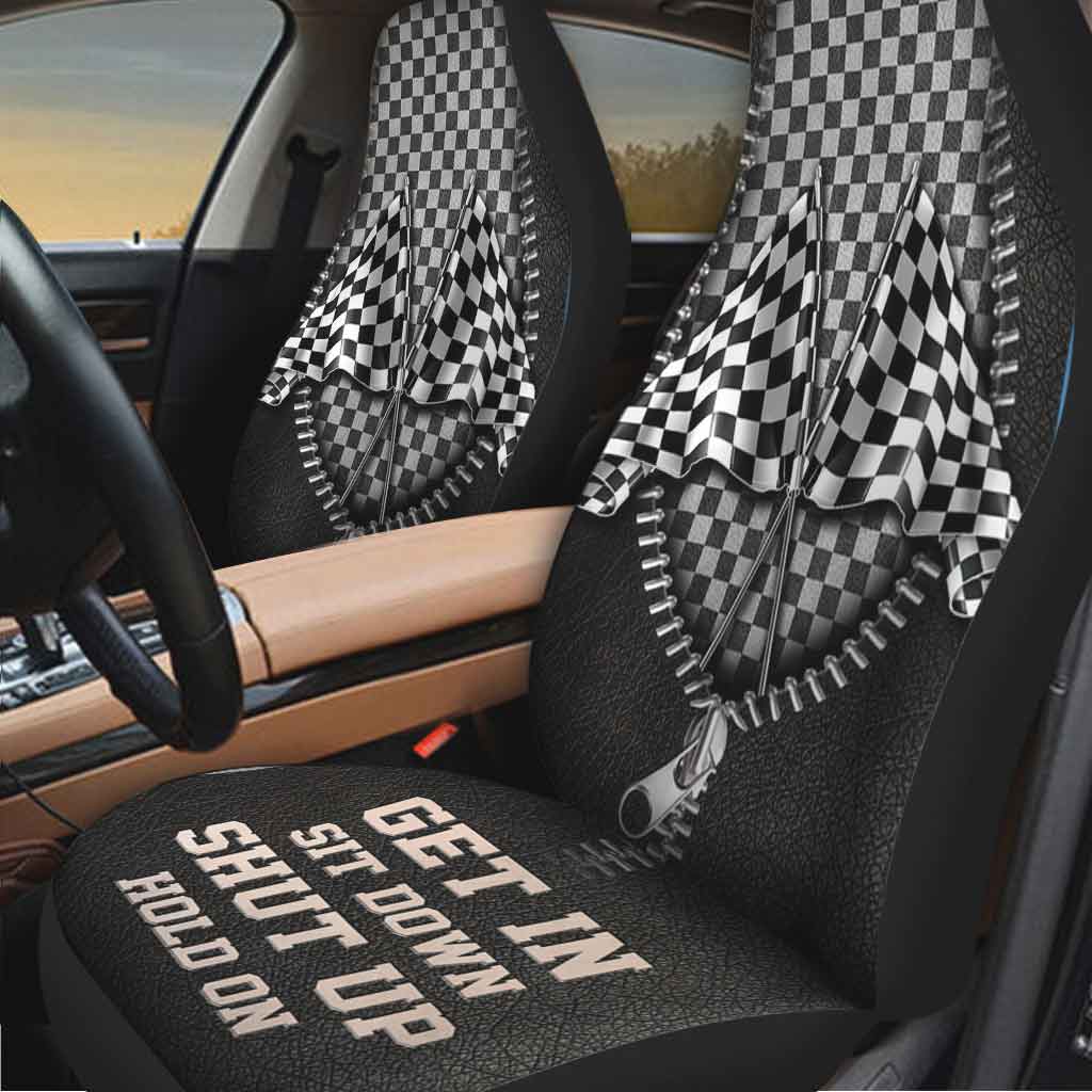 Get In Sit Down Shut Up Hold On - Racing Seat Covers With Leather Pattern Print