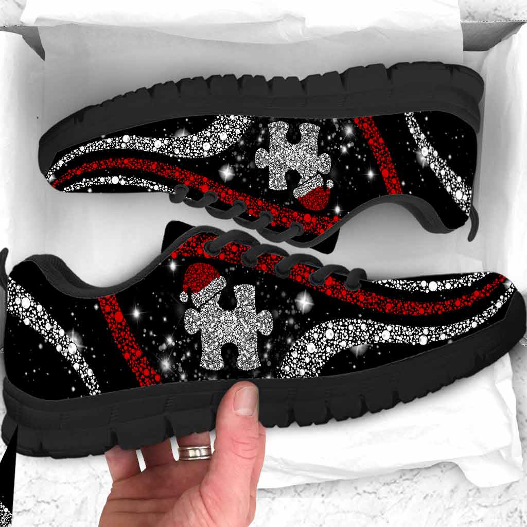 Puzzle Christmas Hat - Autism Awareness Sneakers With 3D Pattern Print