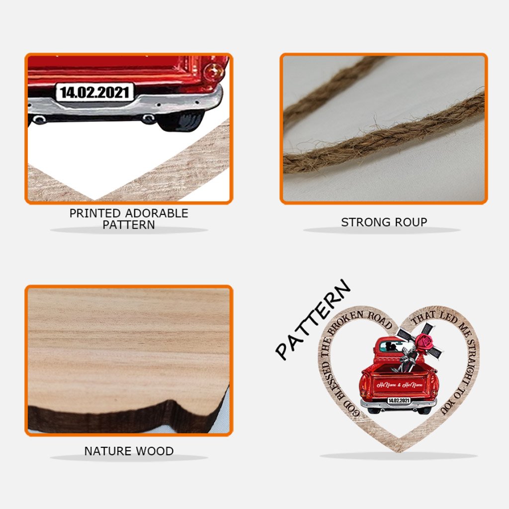 God Blessed The Broken Road - Personalized Couple Wood Sign