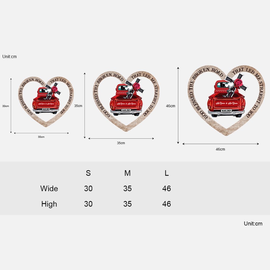 God Blessed The Broken Road - Personalized Couple Wood Sign