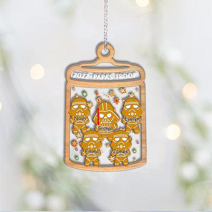 Papa's Troop - Personalized Christmas Grandpa Layers Mix Ornament