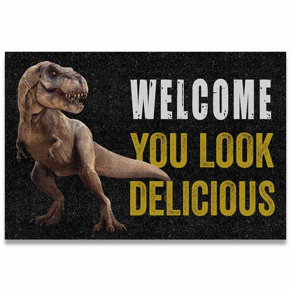 Welcome You Look Delicious - Dinosaur Doormat