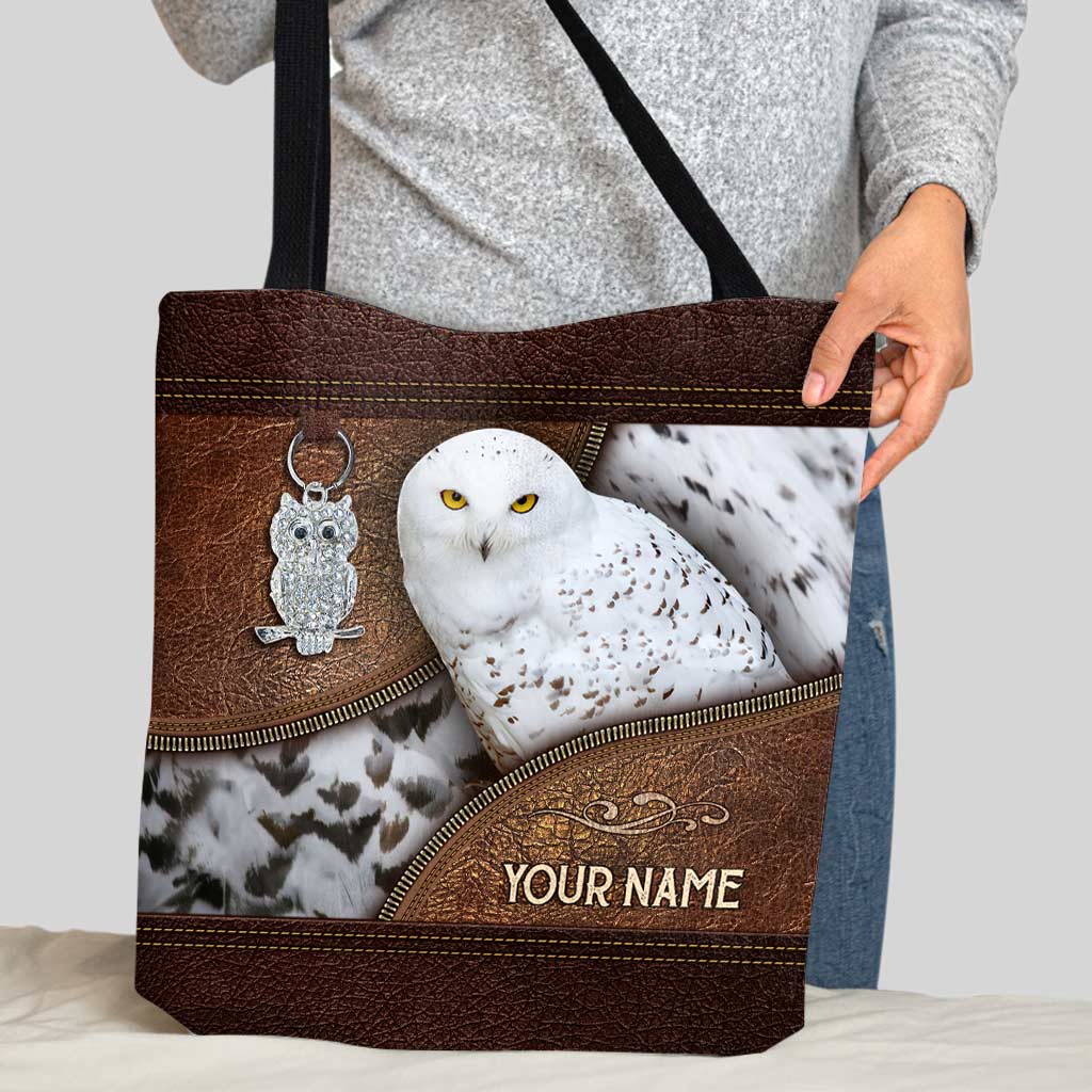 Snowy Owl Feather Personalized Tote Bag