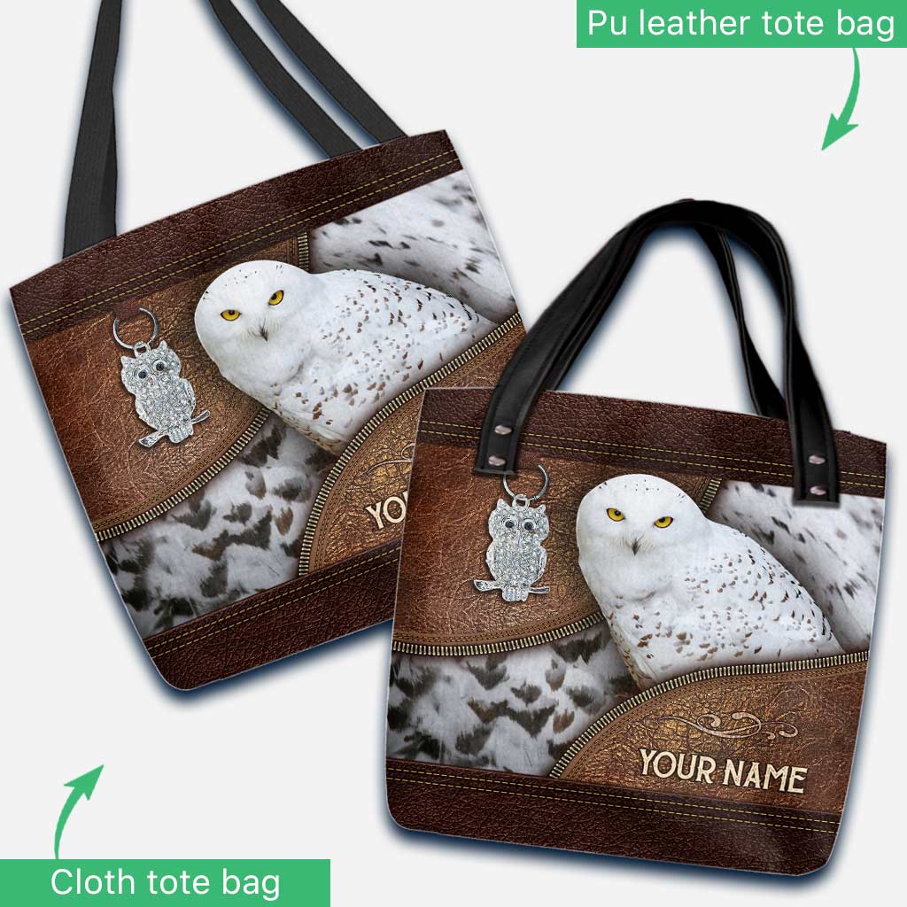 Snowy Owl Feather Personalized Tote Bag