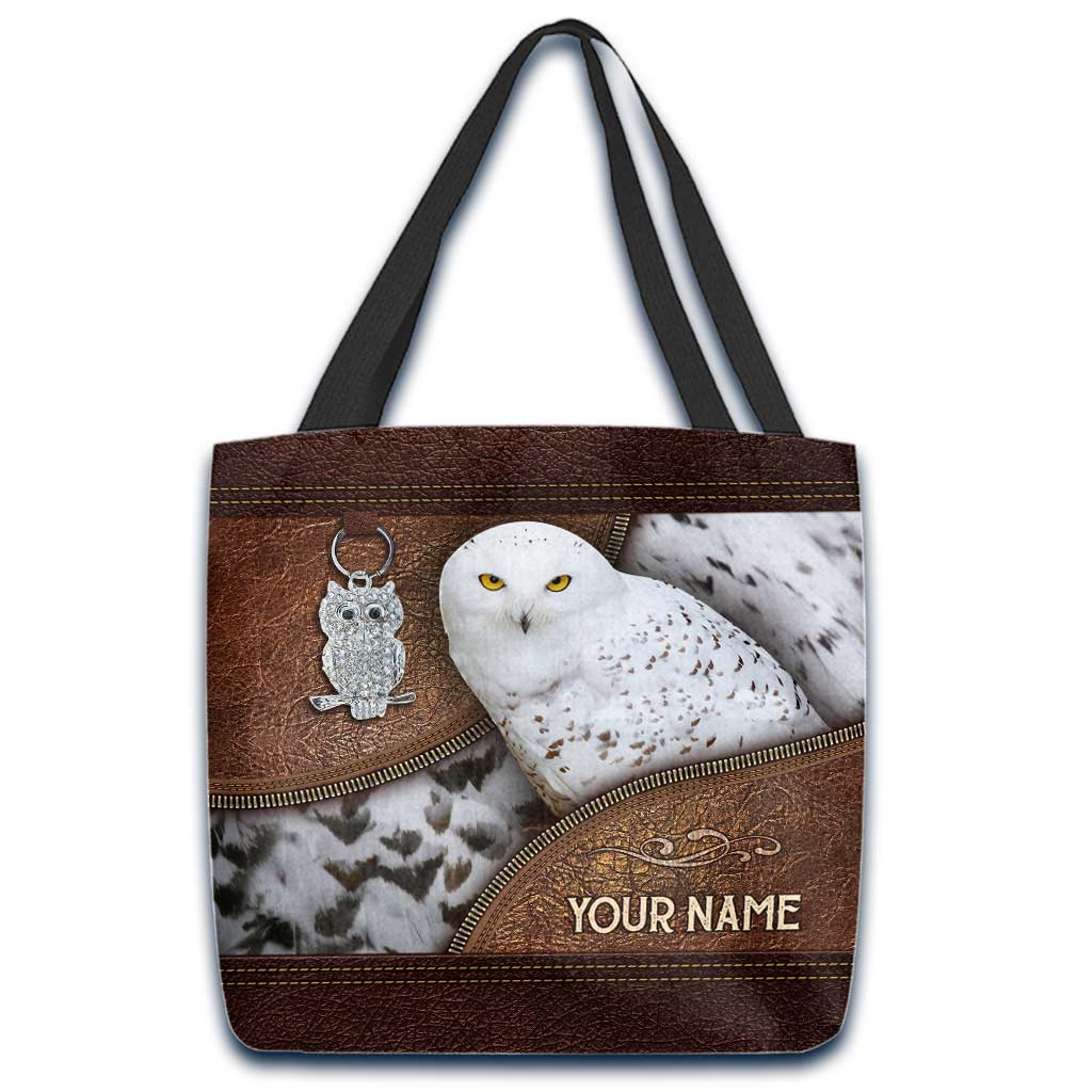 Snowy Owl Feather Personalized Tote Bag