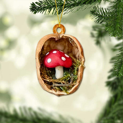 Cute Mushroom - Christmas Ornament With 3D Pattern Print (Printed On Both Sides)