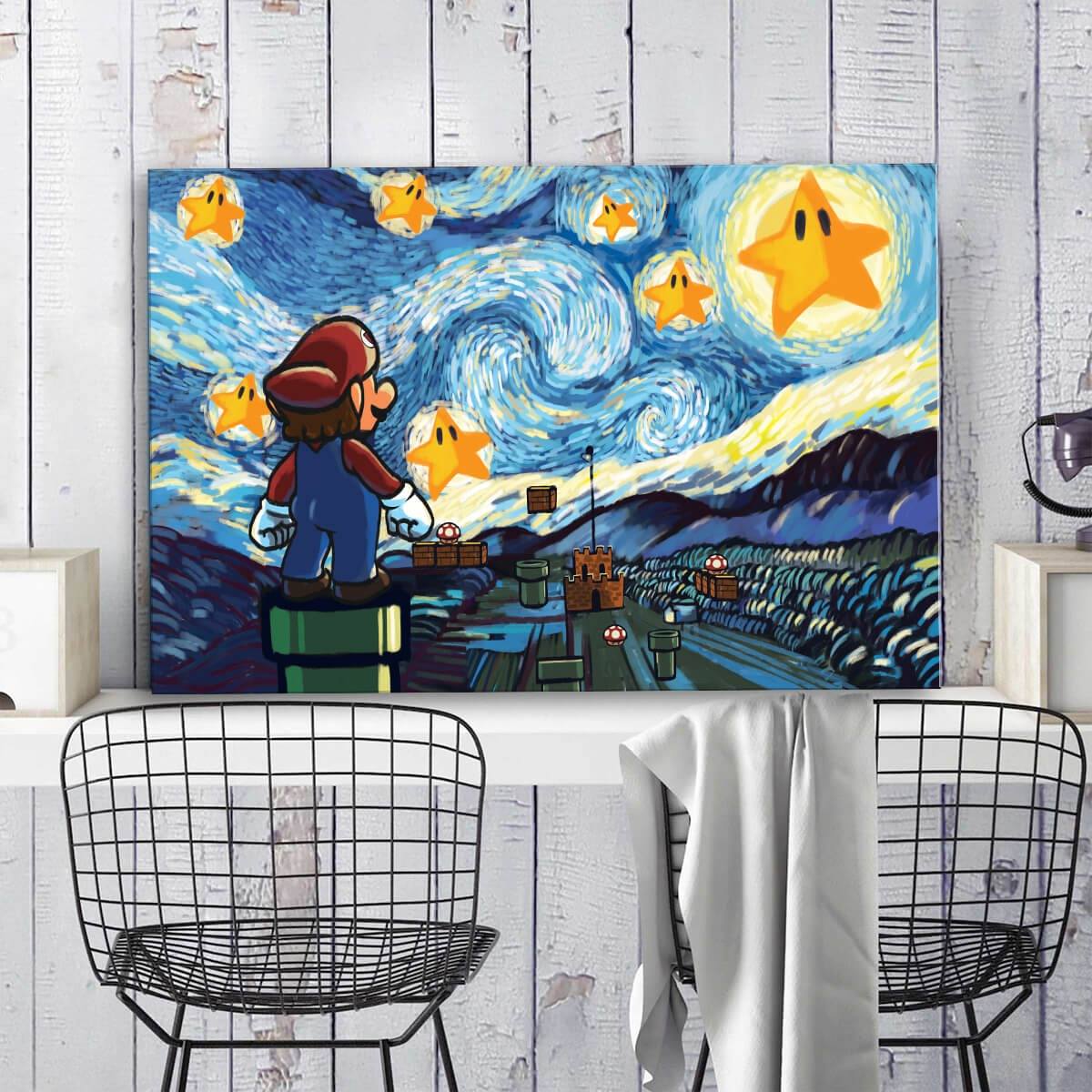 Starry Night Super Plumber Canvas and Poster 0523