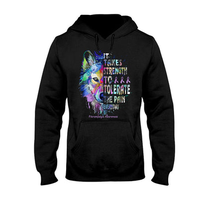 It Takes Strength Purple Wolf - Fibromyalgia Awareness T-shirt and Hoodie 112021