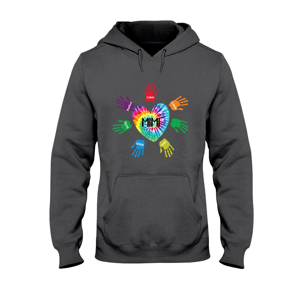 Grandma And Grandkids Heart Colorful Hands Personalized T-shirt And Hoodie 092021