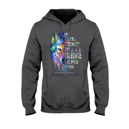 It Takes Strength Purple Wolf - Fibromyalgia Awareness T-shirt and Hoodie 112021