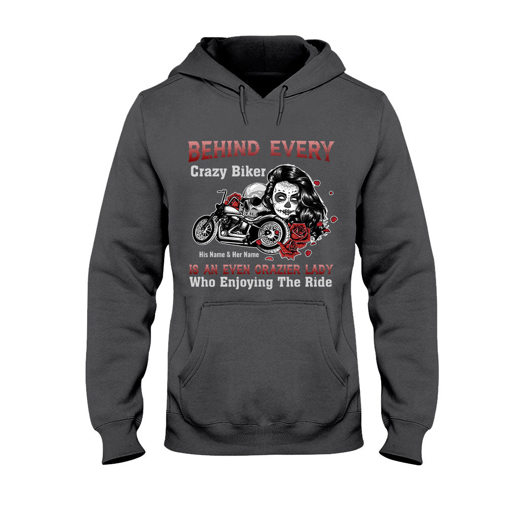 Behind Every Crazy Biker Motorcycle Couple - Personalized T-shirt and Hoodie