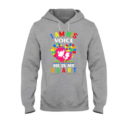 I Am His Voice He Is My Heart - Autism Awareness T-shirt and Hoodie 112021