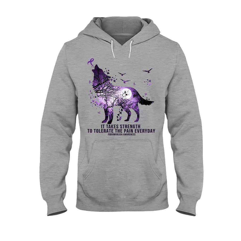 It Takes Strength Purple Wolf - Fibromyalgia Awareness T-shirt and Hoodie 112021