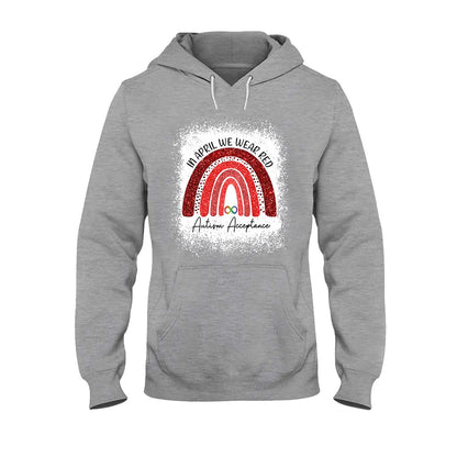 In April We Wear Red - Autism Awareness T-shirt and Hoodie 1121