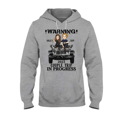 Warning Couple Trip - Personalized Couple Car T-shirt and Hoodie