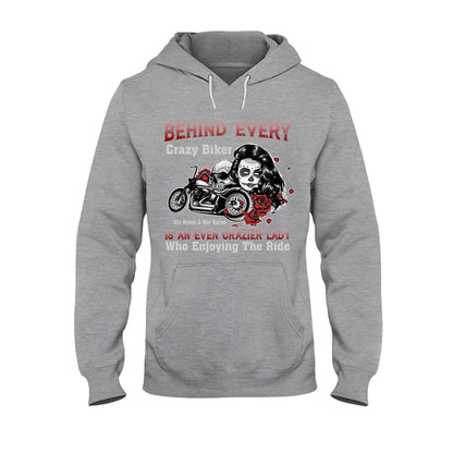 Behind Every Crazy Biker Motorcycle Couple - Personalized T-shirt and Hoodie