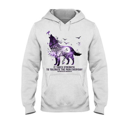 It Takes Strength Purple Wolf - Fibromyalgia Awareness T-shirt and Hoodie 112021