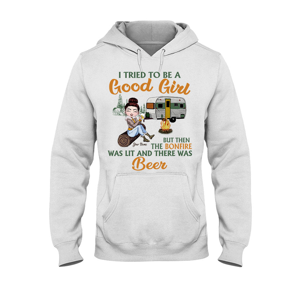 I Tried To Be A Good Girl But The Bonfire - Personalized Camping T-shirt and Hoodie