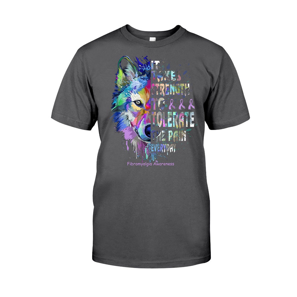 It Takes Strength Purple Wolf - Fibromyalgia Awareness T-shirt and Hoodie 112021